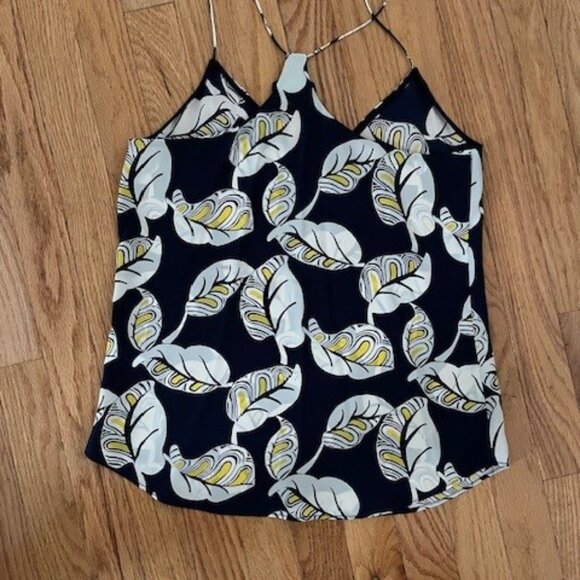 JCrew Flowy Silk Tank - Like New - Blue, Yellow and White pattern, size 00 - Picture 2 of 7